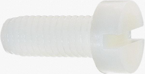Made in USA - M8x1.25 Metric Coarse, 20mm Length Under Head Slotted Drive Machine Screw - Cheese Head, Grade 6/6 Nylon, Uncoated, Without Washer - Eagle Tool & Supply