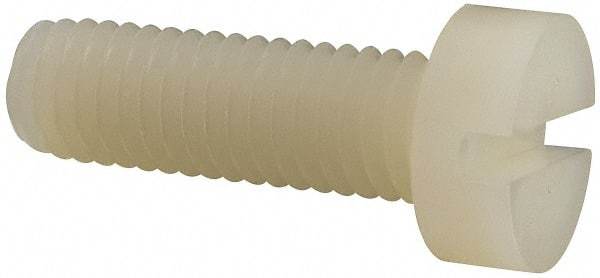 Made in USA - M8x1.25 Metric Coarse, 25mm Length Under Head Slotted Drive Machine Screw - Cheese Head, Grade 6/6 Nylon, Uncoated, Without Washer - Eagle Tool & Supply