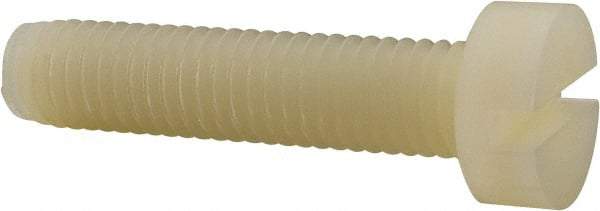 Made in USA - M8x1.25 Metric Coarse, 35mm Length Under Head Slotted Drive Machine Screw - Cheese Head, Grade 6/6 Nylon, Uncoated, Without Washer - Eagle Tool & Supply
