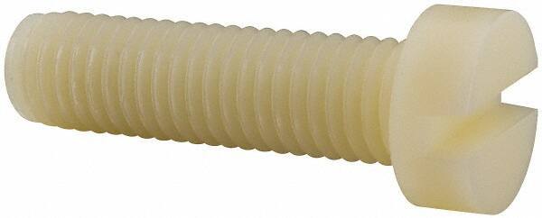 Made in USA - M10x1.50 Metric Coarse, 35mm Length Under Head Slotted Drive Machine Screw - Cheese Head, Grade 6/6 Nylon, Uncoated, Without Washer - Eagle Tool & Supply