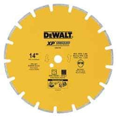 DeWALT - 14" Diam, 1" Arbor Hole Diam, Wet & Dry Cut Saw Blade - Diamond-Tipped, Standard Round Arbor - Eagle Tool & Supply