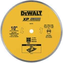 DeWALT - 10" Diam, 5/8" Arbor Hole Diam, Wet & Dry Cut Saw Blade - Diamond-Tipped, Standard Round Arbor - Eagle Tool & Supply