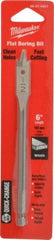 Milwaukee Tool - 1/2", 1/4" Straight Shank, Bright Finish, Carbon Steel, Spade Blade Drill Bit - 2 Spurs, 6-3/8" Overall Length, Wire Fishing Hole - Eagle Tool & Supply