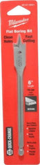 Milwaukee Tool - 5/8", 1/4" Straight Shank, Bright Finish, Carbon Steel, Spade Blade Drill Bit - 2 Spurs, 6-3/8" Overall Length, Wire Fishing Hole - Eagle Tool & Supply