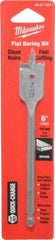 Milwaukee Tool - 7/8", 1/4" Straight Shank, Bright Finish, Carbon Steel, Spade Blade Drill Bit - 2 Spurs, 6-3/8" Overall Length, Wire Fishing Hole - Eagle Tool & Supply