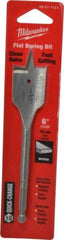 Milwaukee Tool - 1-1/8", 1/4" Straight Shank, Bright Finish, Carbon Steel, Spade Blade Drill Bit - 2 Spurs, 6-3/8" Overall Length, Wire Fishing Hole - Eagle Tool & Supply