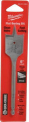 Milwaukee Tool - 1-1/4", 1/4" Straight Shank, Bright Finish, Carbon Steel, Spade Blade Drill Bit - 2 Spurs, 6-3/8" Overall Length, Wire Fishing Hole - Eagle Tool & Supply