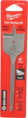 Milwaukee Tool - 1-1/2", 1/4" Straight Shank, Bright Finish, Carbon Steel, Spade Blade Drill Bit - 2 Spurs, 6-3/8" Overall Length, Wire Fishing Hole - Eagle Tool & Supply