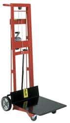 Wesco Industrial Products - 750 Lb Capacity, 54" Lift Height, Winch Platform Base Manually Operated Lift - 54" Minimum Operating Height - Eagle Tool & Supply