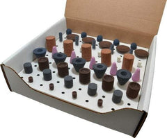 Grier Abrasives - 50 Piece Aluminum Oxide Vitrified Mounted Stone Abrasive Point Set - Assorted Shapes - Eagle Tool & Supply