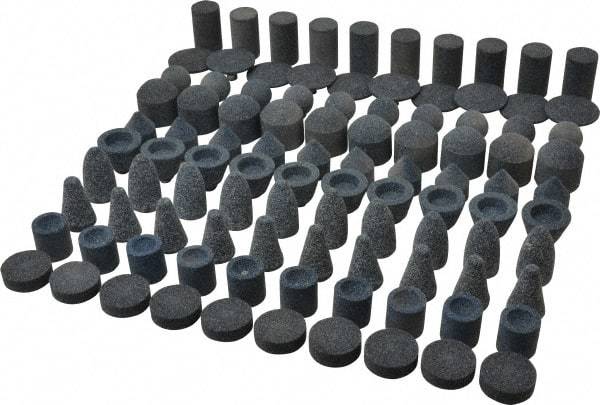 Grier Abrasives - 100 Piece Aluminum Oxide Vitrified Mounted Stone Abrasive Point Set - Includes Shapes A5, A12, A14, A21, A32, A37, A39, A40, W206 & W217 - Eagle Tool & Supply
