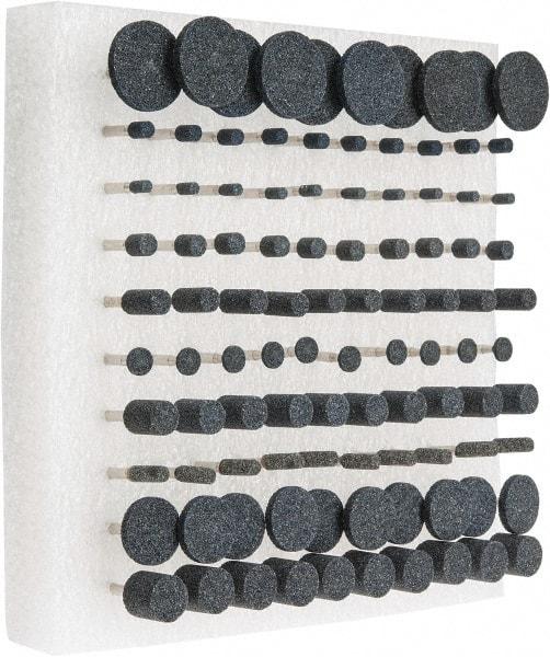 Grier Abrasives - 100 Piece Aluminum Oxide Vitrified Mounted Stone Abrasive Point Set - Includes Shapes W215, W152, W154, W160, W144, W200, W166, W176, W163 & W185 - Eagle Tool & Supply