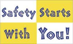 NMC - Safety Starts with You!, 60 Inch Long x 36 Inch High, Safety Banner - Polyethylene, English, Printed on 1 Side - Eagle Tool & Supply