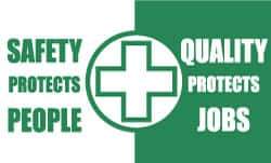 NMC - Safety Protects People - Quality Protects Jobs, 60 Inch Long x 36 Inch High, Safety Banner - Polyethylene, English, Printed on 1 Side - Eagle Tool & Supply