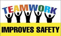 NMC - Teamwork Improves Safety, 60 Inch Long x 36 Inch High, Safety Banner - Polyethylene, English, Printed on 1 Side - Eagle Tool & Supply