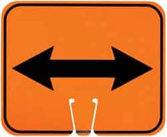 NMC - "Double Arrow", 12-3/4" Wide x 10-1/2" High, Plastic Construction Roadway Signs - Black on Orange, Rectangle, Cone Mount - Eagle Tool & Supply