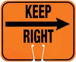 NMC - "Keep Right", "Right Arrow", 12-3/4" Wide x 10-1/2" High, Plastic Construction Roadway Signs - Black on Orange, Rectangle, Cone Mount - Eagle Tool & Supply