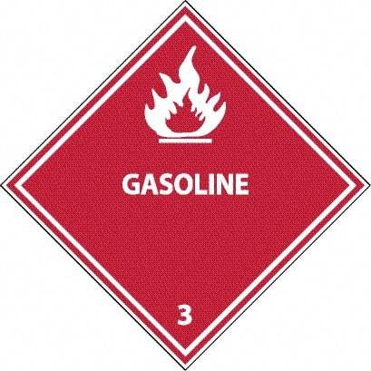 NMC - Gasoline DOT Shipping Label - 4" High x 4" Wide - Eagle Tool & Supply