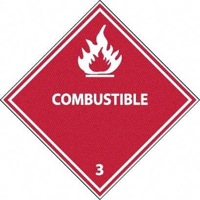 NMC - Combustible DOT Shipping Label - 4" High x 4" Wide - Eagle Tool & Supply