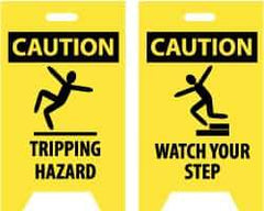 NMC - Caution - Tripping Hazard, Caution - Watch Your Step, 12" Wide x 19" High, Plastic Floor Sign - A-Frame, Black on Yellow, For Accident Prevention - Eagle Tool & Supply