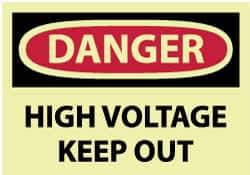 NMC - Accident Prevention Label, Header: DANGER - Legend: Danger - High Voltage - Keep Out, English, Red & Black & Yellow, 5" Long x 3" High, Sign Muscle Finish - Eagle Tool & Supply