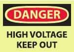 NMC - "Danger - High Voltage - Keep Out", 10" Long x 14" Wide, Rigid Plastic Safety Sign - Rectangle, 0.05" Thick, Use for Accident Prevention - Eagle Tool & Supply