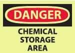 NMC - "Danger - Chemical Storage Area", 10" Long x 14" Wide, Pressure-Sensitive Vinyl Safety Sign - Rectangle, 0.004" Thick, Use for Hazardous Materials - Eagle Tool & Supply