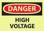 NMC - "Danger - High Voltage", 10" Long x 14" Wide, Pressure-Sensitive Vinyl Safety Sign - Rectangle, 0.004" Thick, Use for Accident Prevention - Eagle Tool & Supply