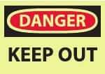 NMC - "Danger - Keep Out", 10" Long x 14" Wide, Pressure-Sensitive Vinyl Safety Sign - Rectangle, 0.004" Thick, Use for Accident Prevention - Eagle Tool & Supply