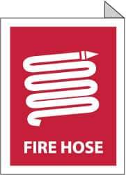 NMC - Fire Hose, Plastic Fire Sign - 9" Wide x 12" High, Glow-in-the-Dark - Eagle Tool & Supply