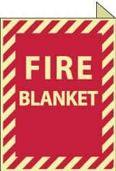 NMC - Fire Blanket, Plastic Fire Sign - 9" Wide x 12" High, Glow-in-the-Dark - Eagle Tool & Supply