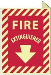 NMC - Fire Extinguisher, Plastic Fire Sign - 9" Wide x 12" High, Glow-in-the-Dark - Eagle Tool & Supply