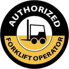 NMC - Authorized Forklift Operator, Hard Hat Label - Yellow on Black, 2" Thick, For Accident Prevention - Eagle Tool & Supply