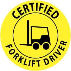 NMC - Certified Forklift Driver, Hard Hat Label - Black on Yellow, 2" Thick, For Certified Operator - Eagle Tool & Supply