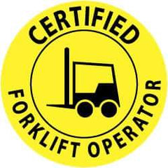 NMC - Certified Forklift Operator, Hard Hat Label - Black on Yellow, 2" Thick, For Certified Operator - Eagle Tool & Supply