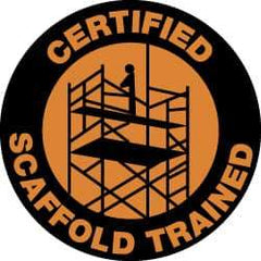 NMC - Certified Scaffold Trained, Hard Hat Label - Orange on Black, 2" Thick, For Certified Operator - Eagle Tool & Supply