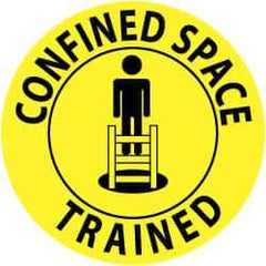 NMC - Confined Space Trained, Hard Hat Label - Black on Yellow, 2" Thick, For Accident Prevention - Eagle Tool & Supply