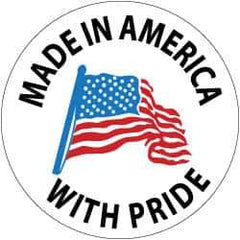 NMC - Made in America with Pride, Hard Hat Label - Blue & Black on White, Red, 2" Thick, For Accident Prevention - Eagle Tool & Supply