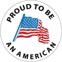 NMC - Proud to Be an American, Hard Hat Label - Blue & Black on White, Red, 2" Thick, For Accident Prevention - Eagle Tool & Supply