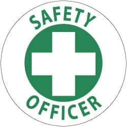 NMC - SafetyOofficer, Hard Hat Label - Green on White, 2" Thick, For Accident Prevention - Eagle Tool & Supply