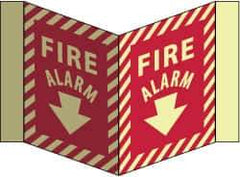 NMC - Fire Alarm, Acrylic Fire Sign - 8-3/4" Wide x 5-3/4" High, Glow-in-the-Dark - Eagle Tool & Supply