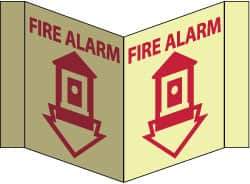 NMC - Fire Alarm, Acrylic Fire Sign - 8-3/4" Wide x 5-3/4" High, Glow-in-the-Dark - Eagle Tool & Supply