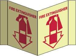 NMC - Fire Extinguisher, Acrylic Fire Sign - 8-3/4" Wide x 5-3/4" High, Glow-in-the-Dark - Eagle Tool & Supply