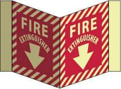 NMC - Fire Extinguisher, Acrylic Fire Sign - 8-3/4" Wide x 5-3/4" High, Glow-in-the-Dark - Eagle Tool & Supply