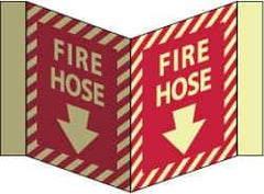 NMC - Fire Hose, Acrylic Fire Sign - 8-3/4" Wide x 5-3/4" High, Glow-in-the-Dark - Eagle Tool & Supply