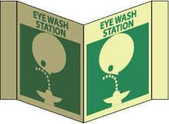 NMC - "Eye Wash Station", 5-3/4" Long x 8-3/4" Wide, Rigid Plastic Safety Sign - Rectangle, 0.125" Thick, Use for First Aid - Eagle Tool & Supply