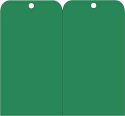 NMC - 3" High x 6" Long, Safety & Facility Blank Tag - 2 Sides, Green Unrippable Vinyl - Eagle Tool & Supply