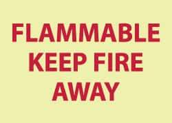 NMC - "Flammable - Keep Fire Away", 10" Long x 14" Wide, Pressure-Sensitive Vinyl Safety Sign - Rectangle, 0.004" Thick, Use for Accident Prevention - Eagle Tool & Supply