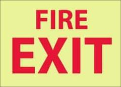 NMC - Fire Exit, Pressure Sensitive Vinyl Fire Sign - 14" Wide x 10" High, Glow-in-the-Dark - Eagle Tool & Supply