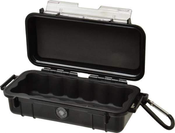 Pelican Products, Inc. - 3-7/8" Wide x 3-7/8" Deep x 2-7/16" High, Clamshell Hard Case - Black, Polycarbonate - Eagle Tool & Supply